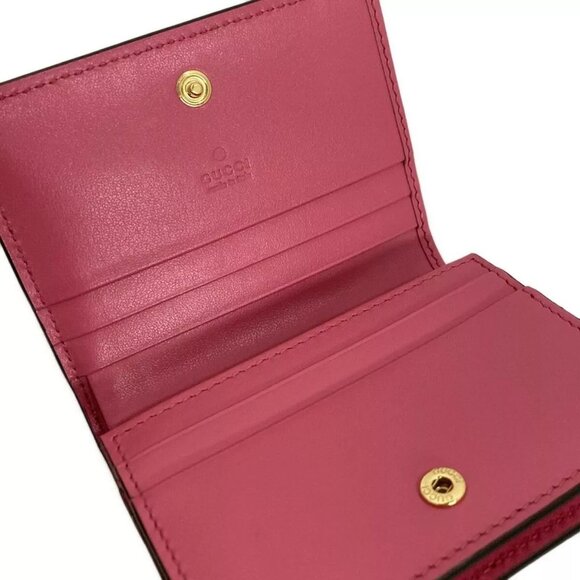 Auth GUCCI GG Matelasse Card Case Wallet Pink Leather Bifold Wallet 613-101224 - Picture 9 of 12